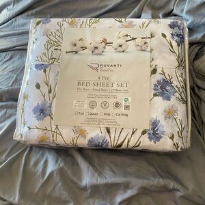 Ruvanti By ZainiTex Full Bed Sheet Set Blue Floral